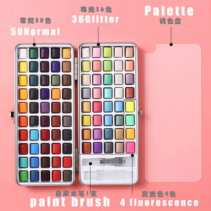 90 Colors Watercolor Pallete Box