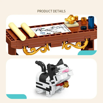 Peach Blossom Plant Blue Vase - Building blocks Set