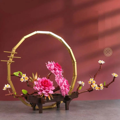 Premium Bonsai Flowers Orchid Lilac Building Blocks Sets