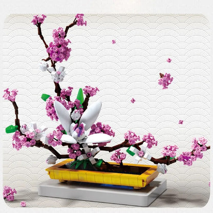 Premium Bonsai Flowers Orchid Lilac Building Blocks Sets